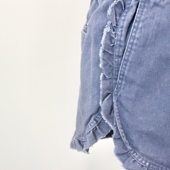 Shinestar Cornflower Blue Ruffle Denim Elastic Jean Shorts Pocket Medium - Picture 4 of 12
